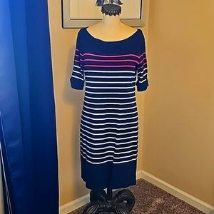 Karen Scott navy striped T-shirt dress M